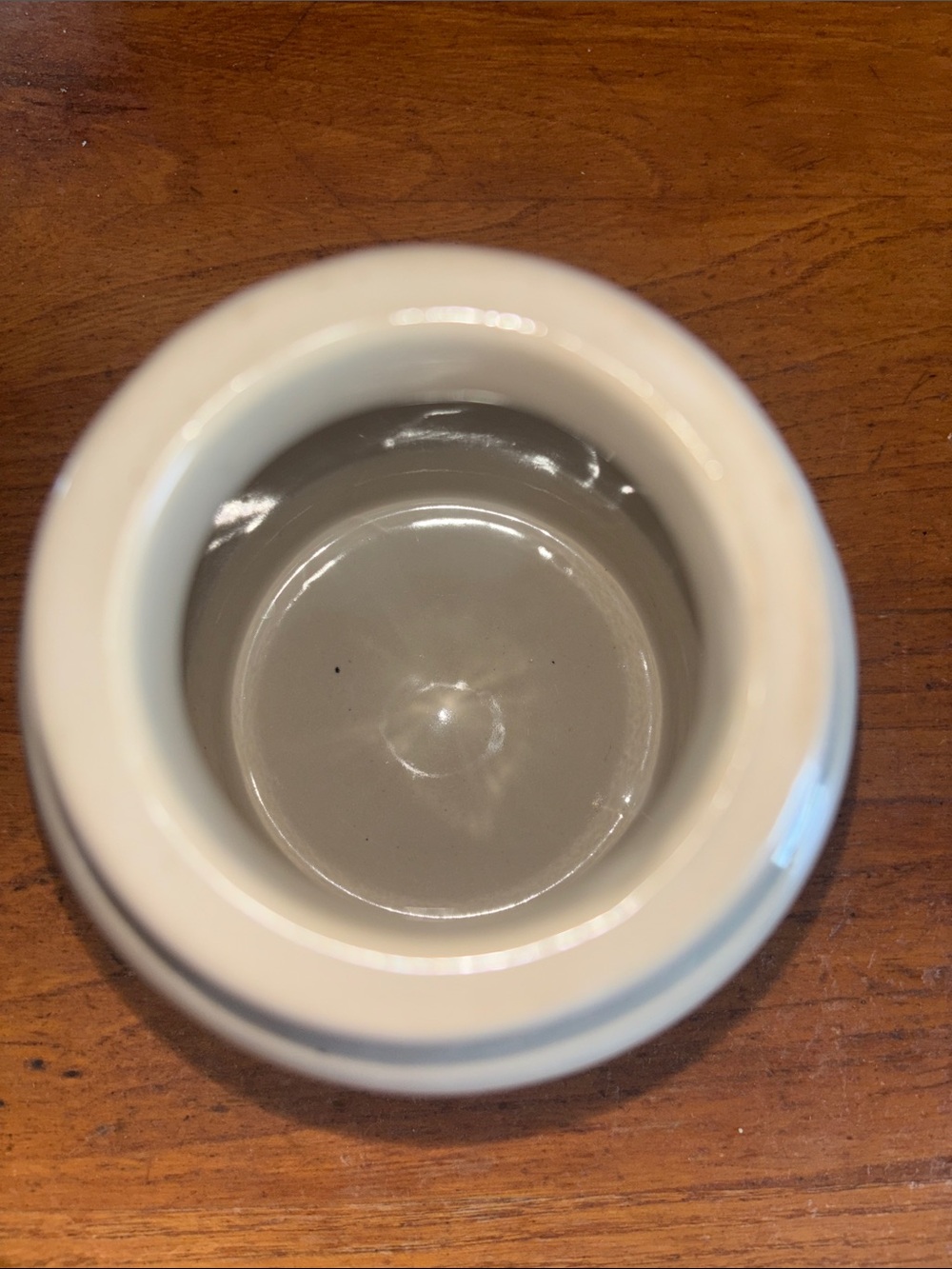 Vintage LAB-Langny French beige glazed pottery 4 3/4” mustard pot - Picture 5 of 9